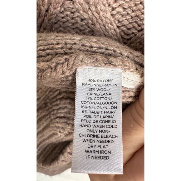 LOFT Textured Cable Knit Boat Neck Sweater XS Wool Blend - Picture 4 of 5